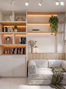 Post: estante planejada com iluminação